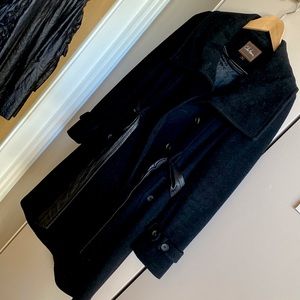 Cole Haan Cashmere Wool and Lambskin - Shawl Collar Coat